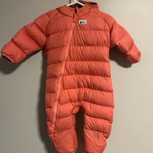 MEC 12m pink puffer one piece snowsuit